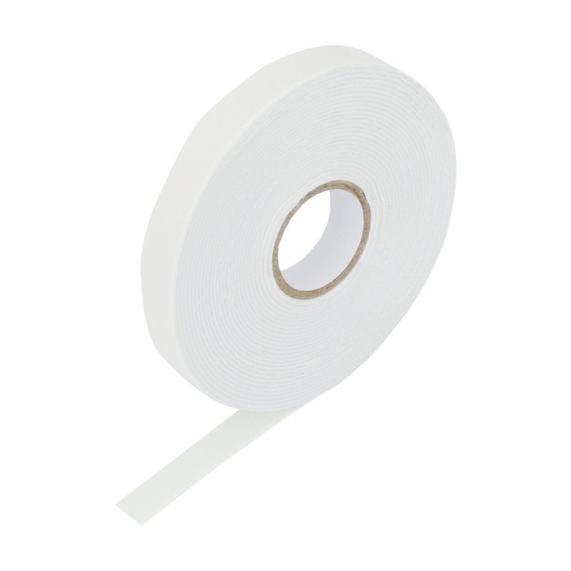 Banda dublu adeziva Grand, buretata, 12mm x 3m, alb