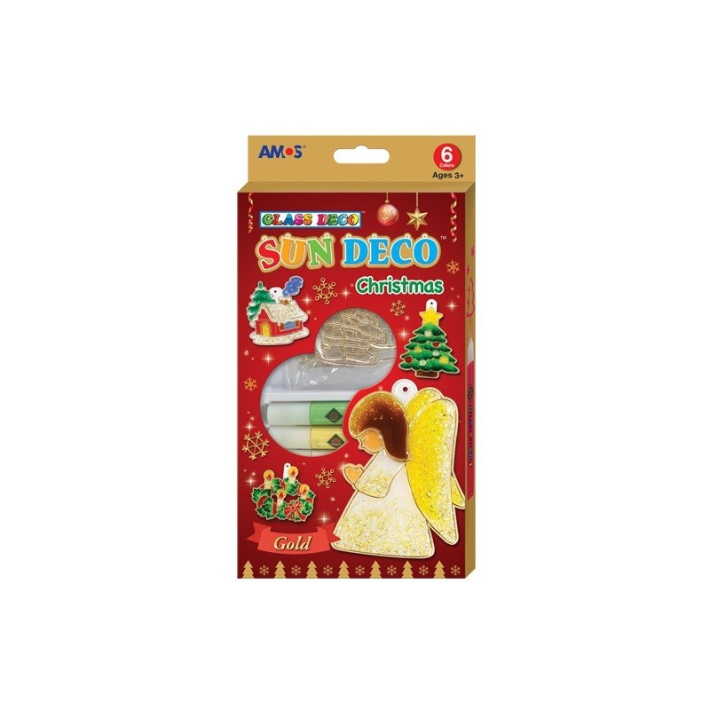 Set creatie AMOS SD10P6-CH, GlassDeco Christmass, 6 culori /10.5ml+6 sabloane
