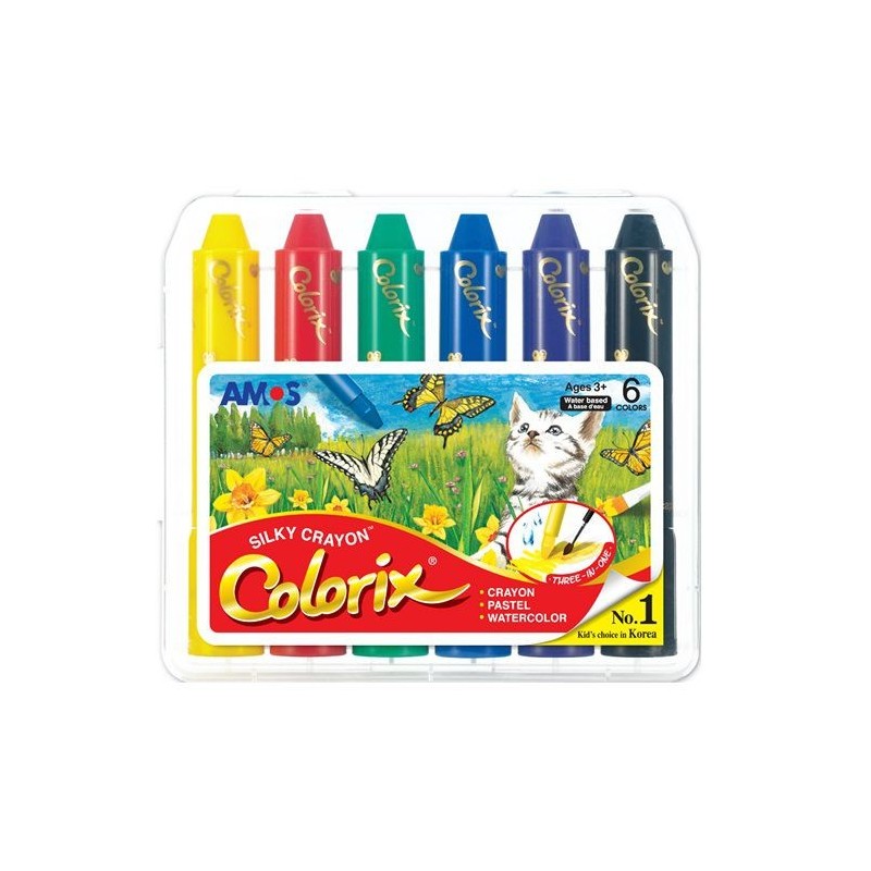 Creioane cerate Amos CRX5PC6, 6 culori, cutie PVC