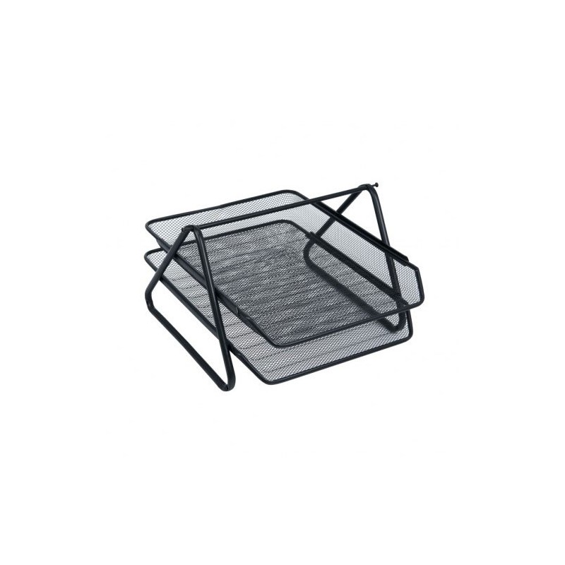 Tavita documente Office Cover, 2 nivele, plasa metalica, negru