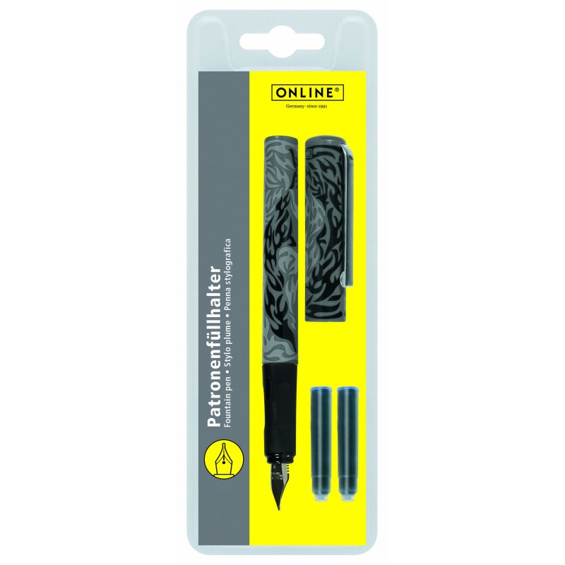Stilou Online Boogie 2158, penita iridium, alimentare rezerve, grip ergonomic, corp plastic diverse culori, blister (+2 rezerve)
