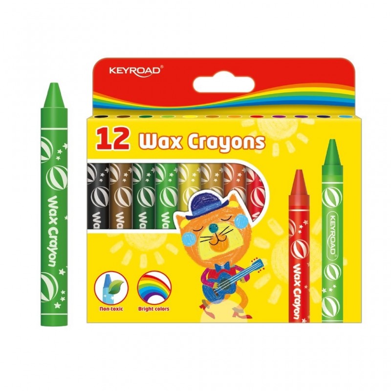 Creioane cerate Keyroad Jumbo KR971305, 12 culori, blister carton
