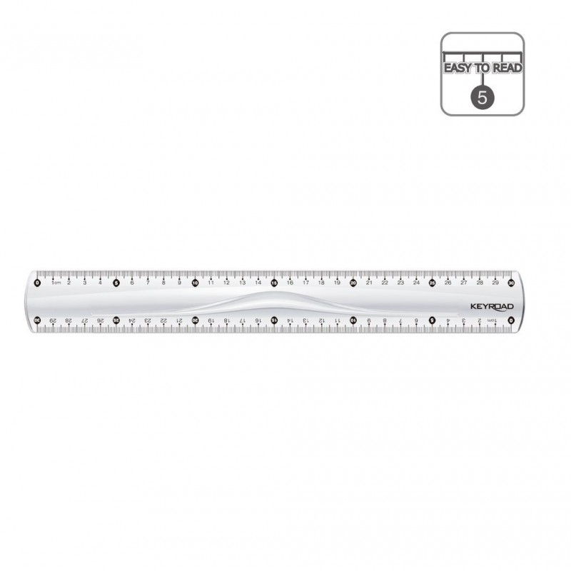Rigla Keyroad KR971081, 30cm, plastic, transparent