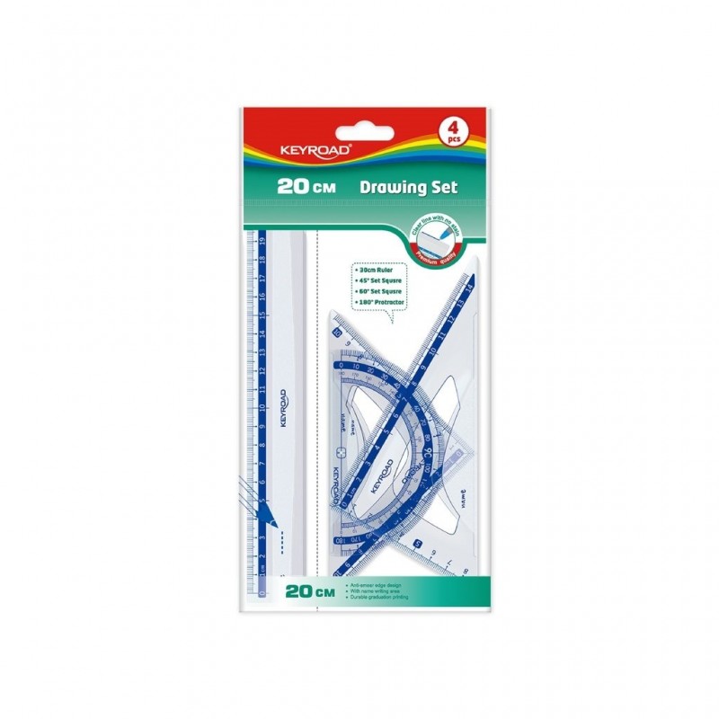 Set geometrie Keyroad KR971247, 20cm, PVC, blister 4 piese