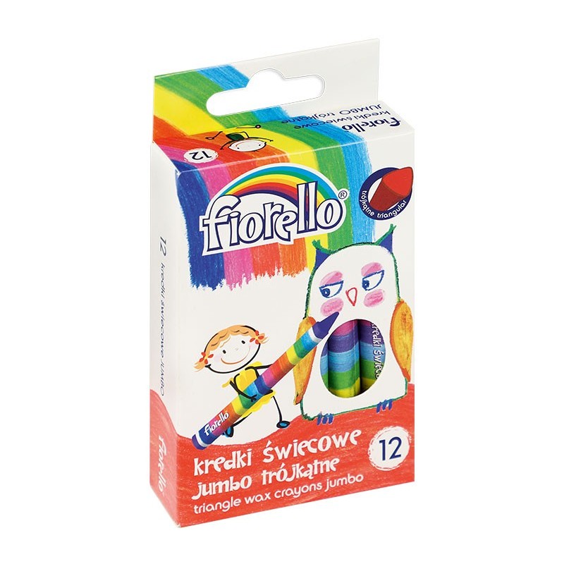 Creioane cerate Fiorello Jumbo 170-2209, triunghiulare, 12 culori, blister carton