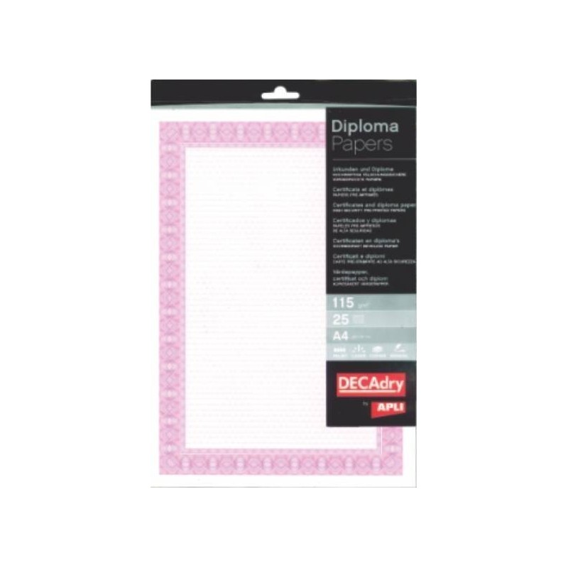 Hartie tip diploma A4 DECAdry Spiral OSD4041, 115g/mp, rosu, set 25 coli