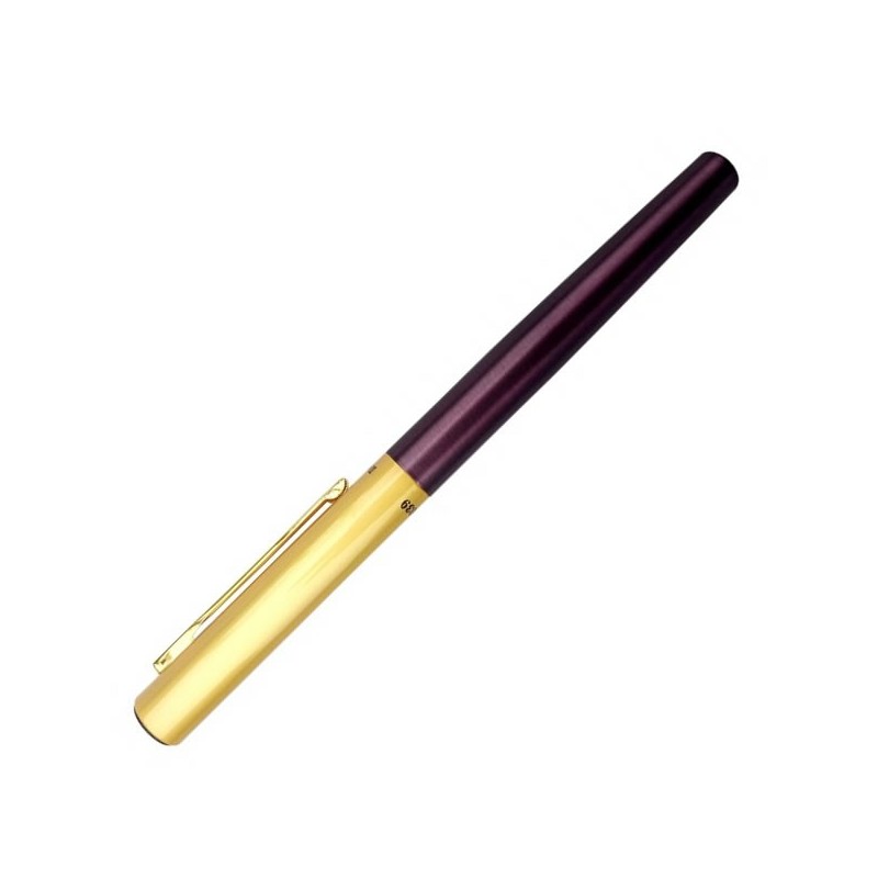 Stilou CNX Lux Dikawen 8039, alimentare pompita, corp metalic bordo, capac auriu