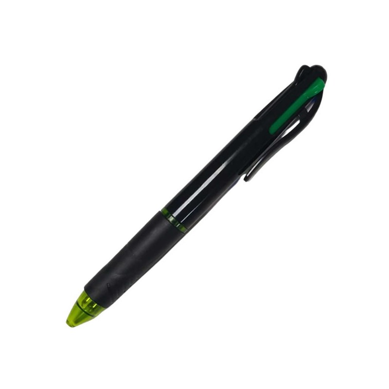 Pix cu bila CNX BL-190, cu mecanism, corp negru, grip cauciucat, scris 4 culori (negru, albastru, rosu, verde)