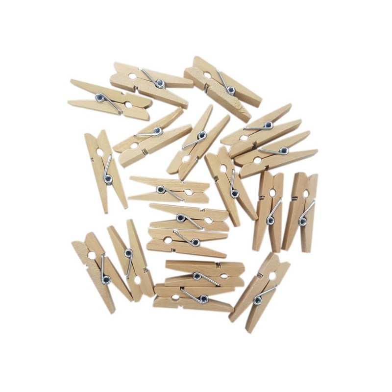 Accesorii creatie - lemn - carlig clasic + sfoara, natur, 3.5cm, set 20 buc, Colorarte