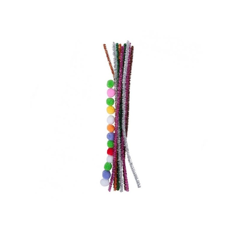 Accesorii creatie - sarma plusata, 18mm, cu Pom Pom, set 25 buc, Colorarte