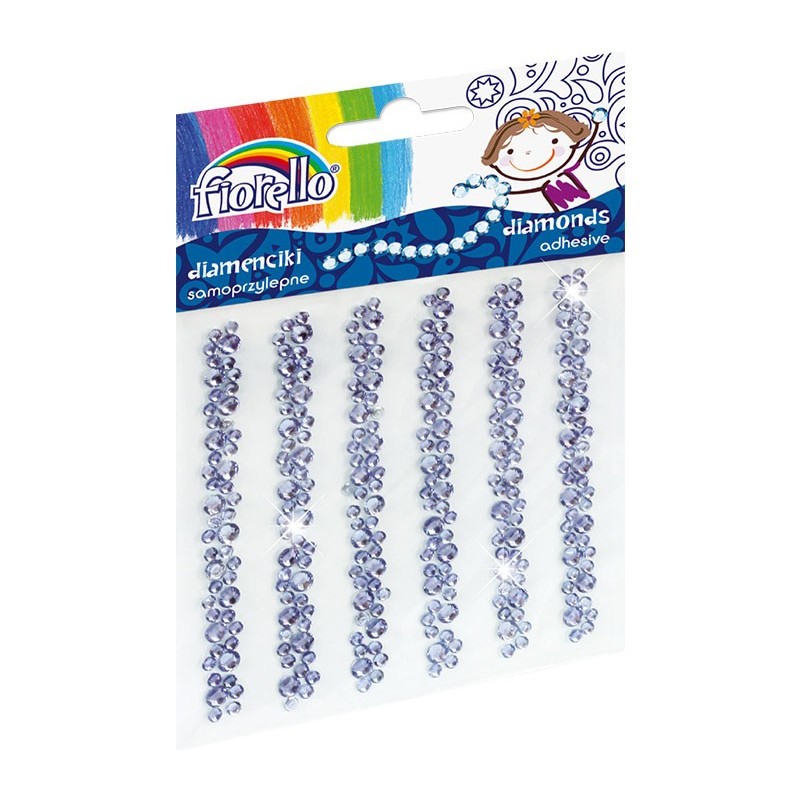 Accesorii creatie - diamante sirag plastic, violet, 9cm, autoadezive, flori, blister 6 buc, Fiorello, GR-DS07 / 170-2403