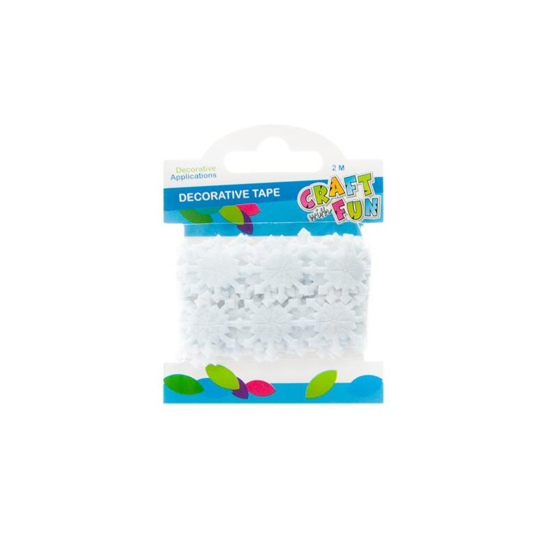 Banda decorativa - fulg de nea, fetru, 3cm x 2m, Craft with Fun, Decorative Tape, 463508