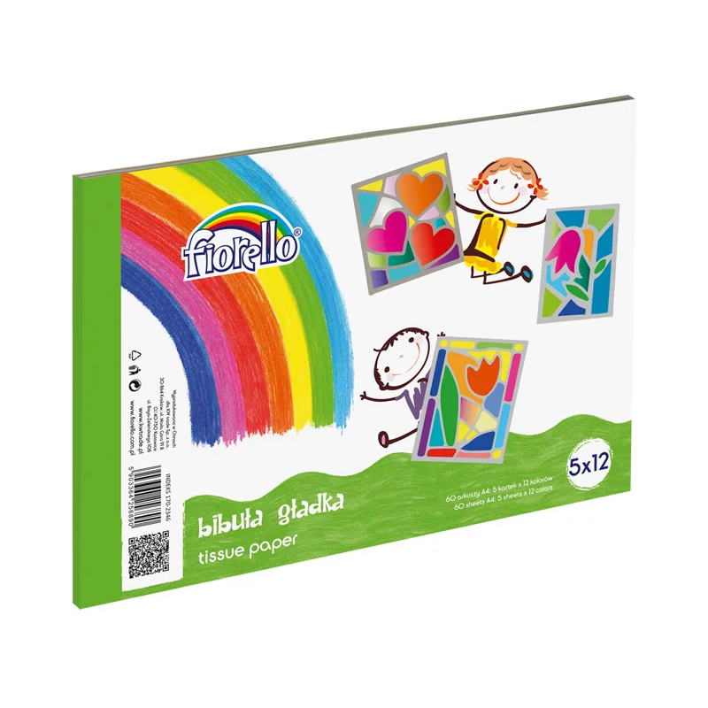 Accesorii creatie - hartie matase, A4, 12 culorix5 coli, set 60 coli, Fiorello, 170-2346