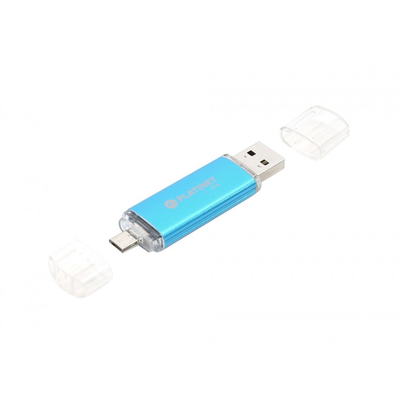 Stick memorie 32GB Platinet PMFA32BL 43195, USB 2.0 + microUSB, albastru
