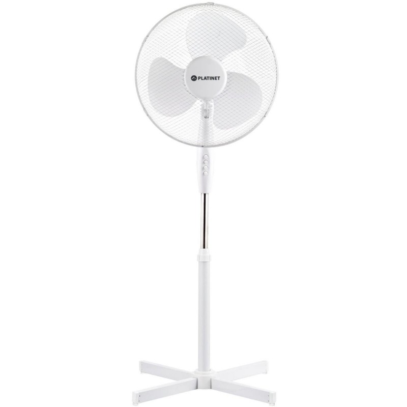 Ventilator 16 cu picior Platinet PSF1616W, 40W, 3 viteze, stanga/dreapta, baza 50x50, h 120cm, alb