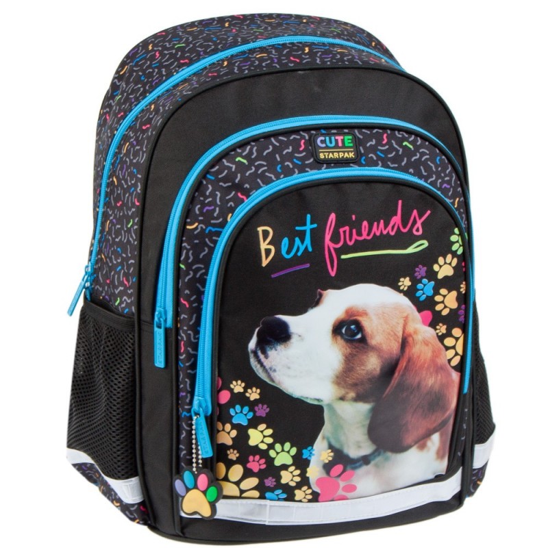 Ghiozdan Starpak Doggy, gradinita, 1 compartiment, 4 buzunare, negru, 446585