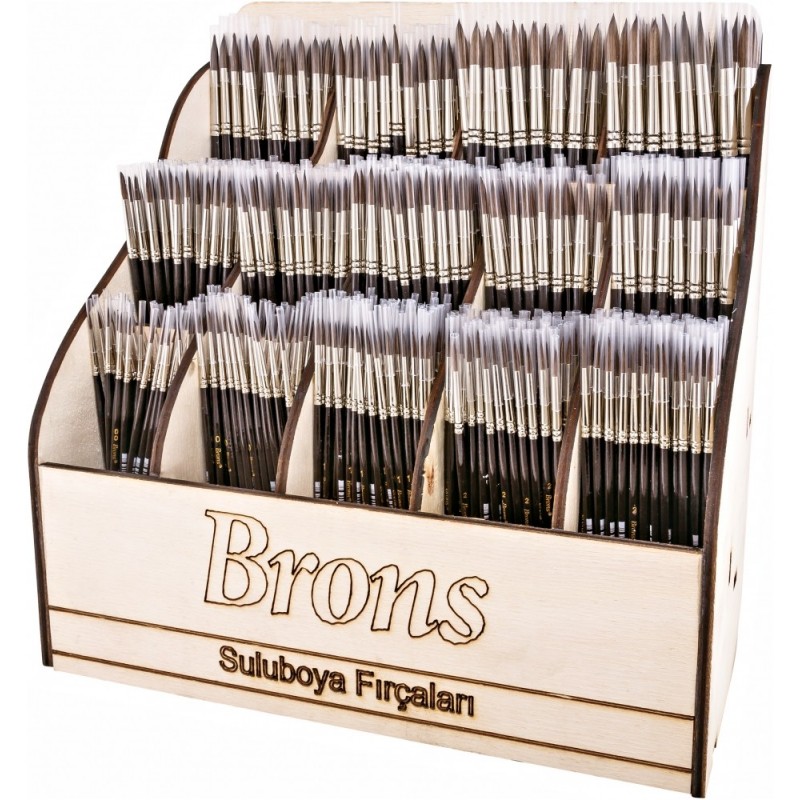 Pensula Brons BR-246, varf rotund, nr. 00-12, pictura cu acuarele, display lemn cu 720 buc