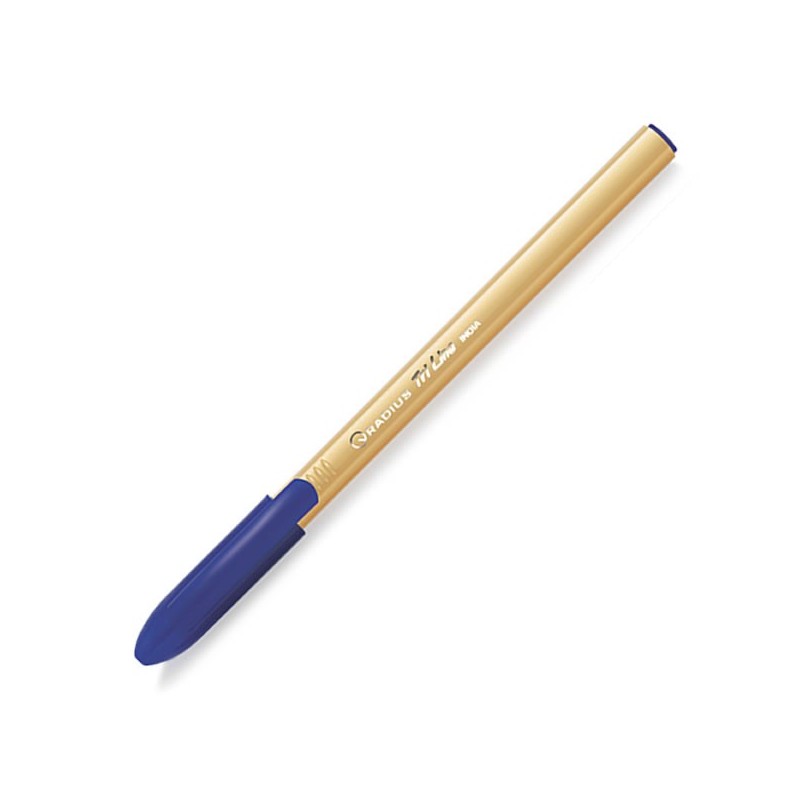 Pix cu bila Radius Tri Line Gold, 1.0mm, cu capac, corp auriu, scris albastru