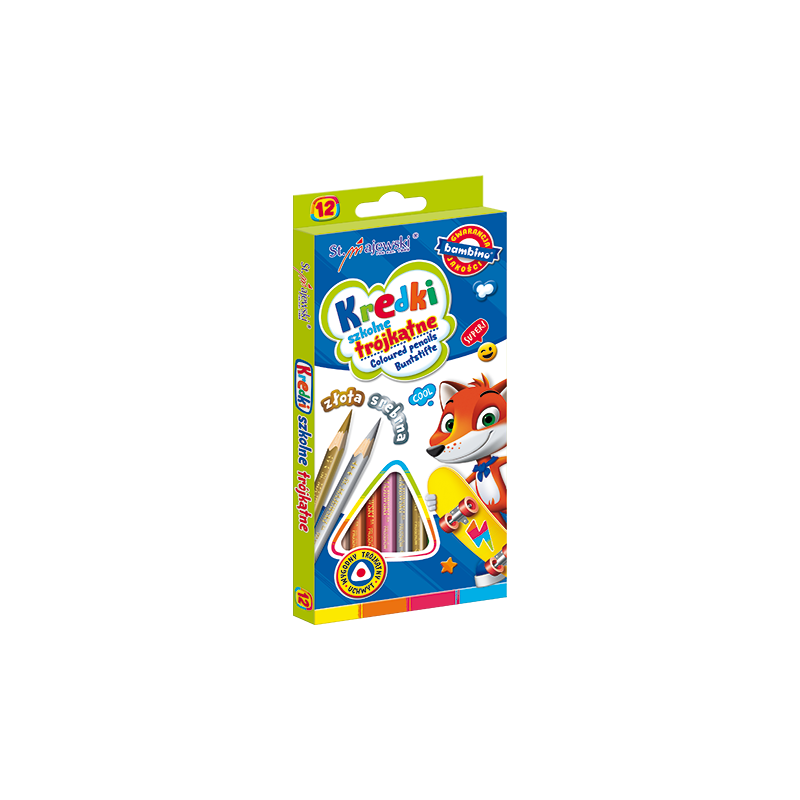 Creioane colorate Bambino 2038, 12 culori, 18cm, blister carton