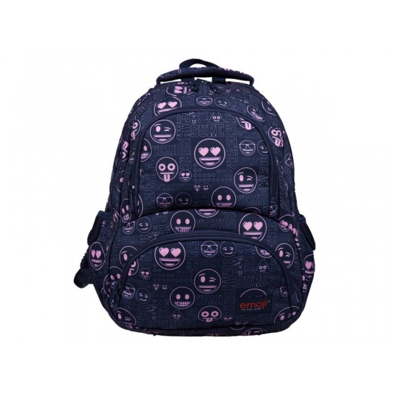 Ghiozdan St.Majewski emoji, 4 compartimente, 2 buzunare, bleumarin cu roz, BP-07 / 207334