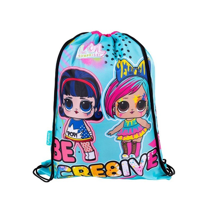 Rucsac cu snur pentru copii St.Majewski LOL 35991, bleu cu roz, 33x42cm
