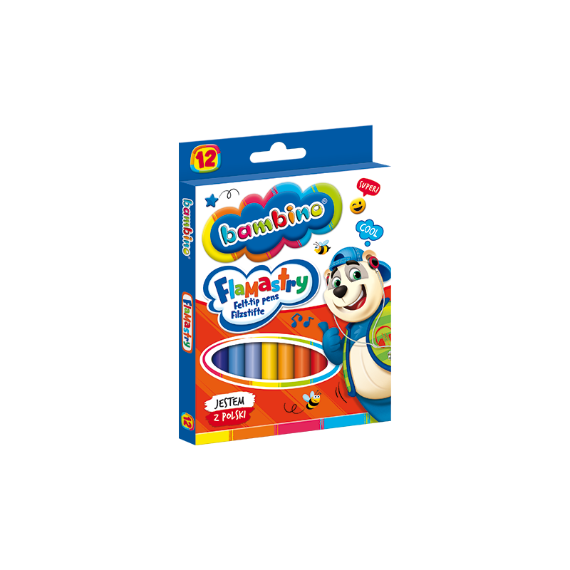 Carioci colorate Bambino Flamastry 1604, 12 culori, blister carton