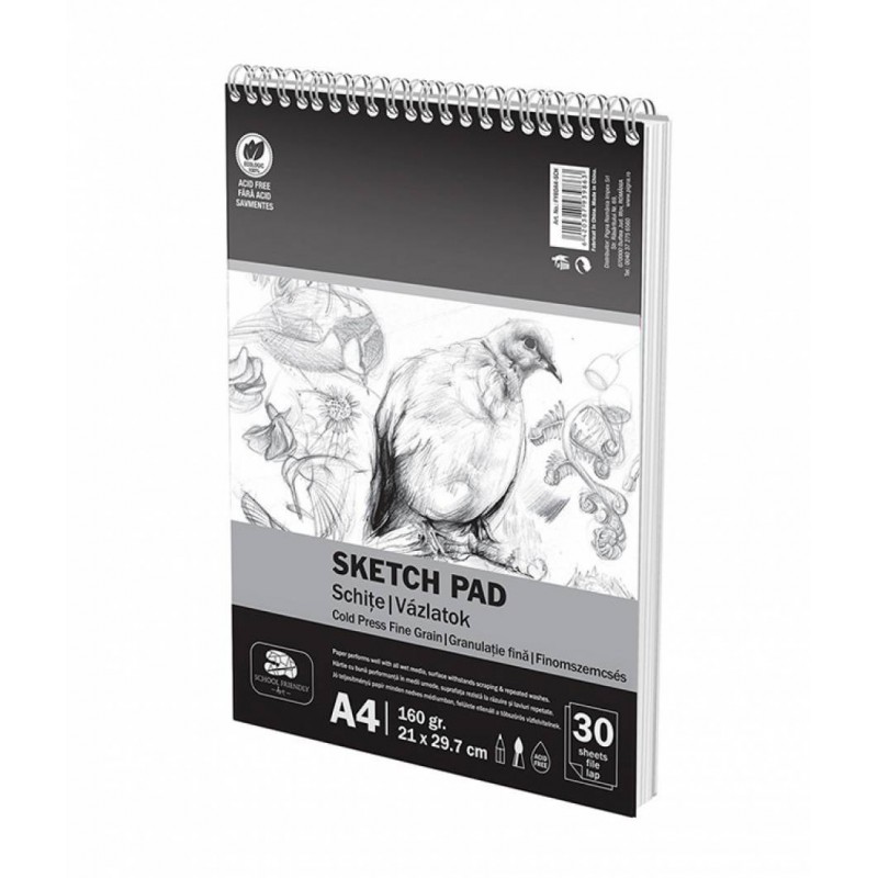 Bloc de desen A4 Pigna, Schite, 30 file, 160g/mp, cu spira