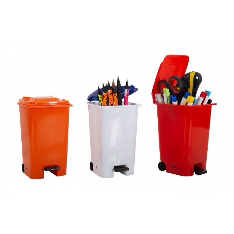 Suport instrumente de scris Ark 1760, model pubela cu pedala, plastic, diverse culori