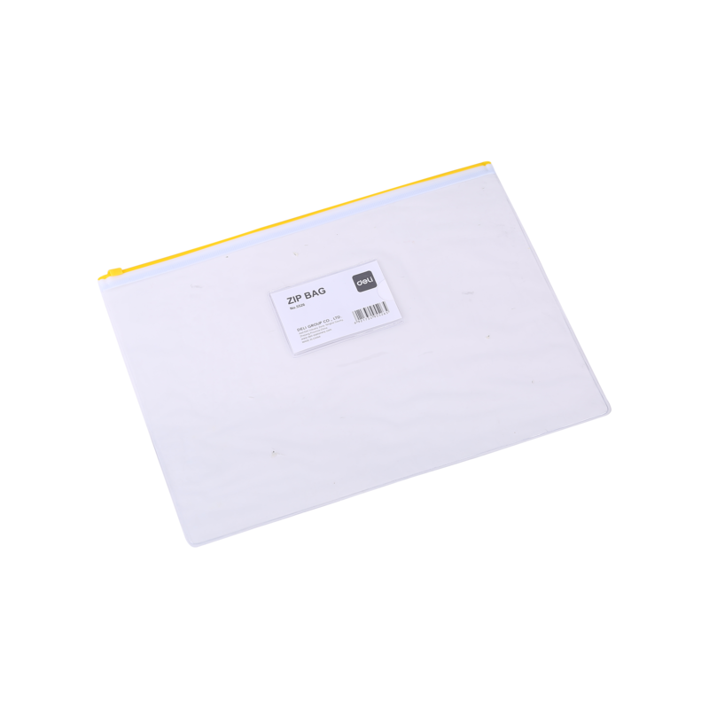 Mapa plastic Deli 5526, cu fermoar zip, A4, 170 microni, transparent, suport card