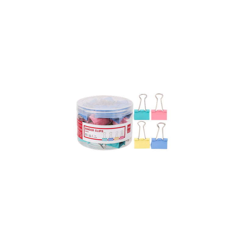 Clipsuri metalice Deli 8553 A, 32mm, diverse culori, cutie PVC 24 buc
