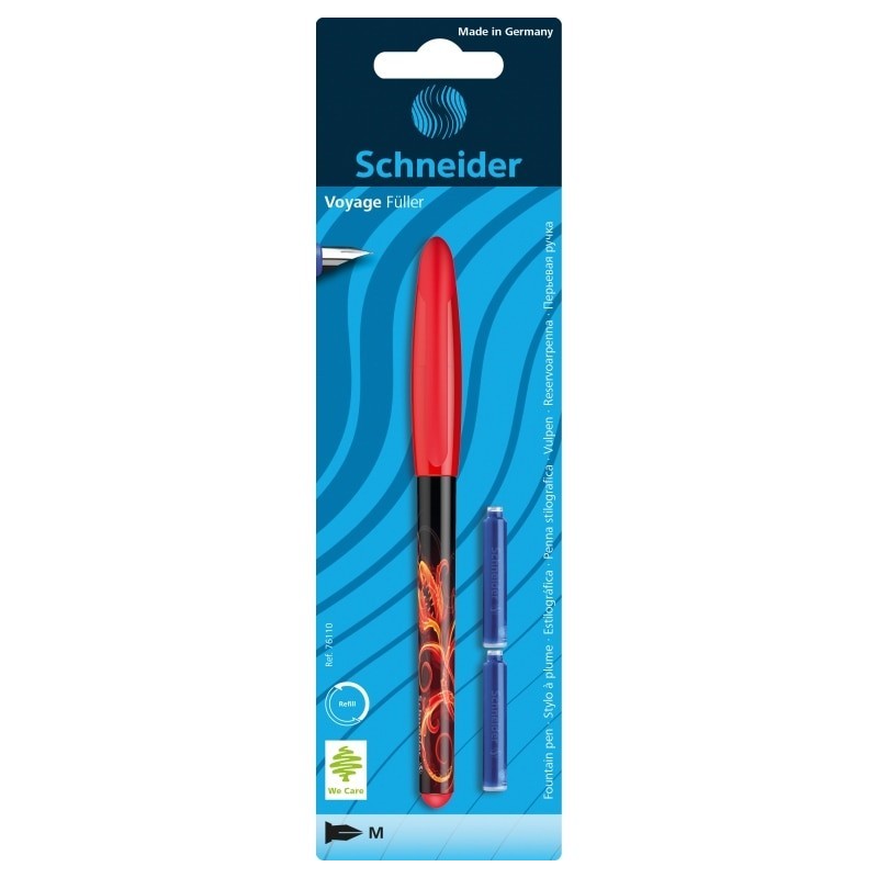 Stilou Schneider Voyage 76110 422104 2907 RV, penita iridium M, alimentare rezerve, corp plastic, blister (+2 rezerve)