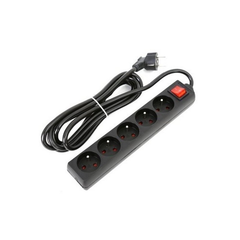 Prelungitor 5 prize Fiesta, 3m, PVC, negru, cu intrerupator, 250V / 10A, Type F, FL5G3, 42048