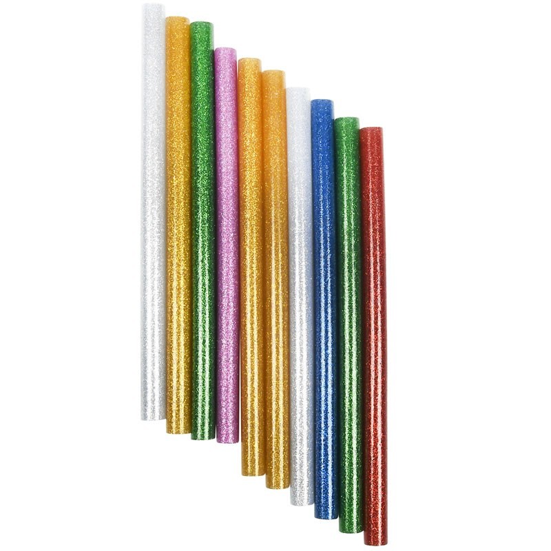 Baton silicon CNX, lipire la cald, 11mm x 20cm, diverse culori cu sclipici, set 10 buc
