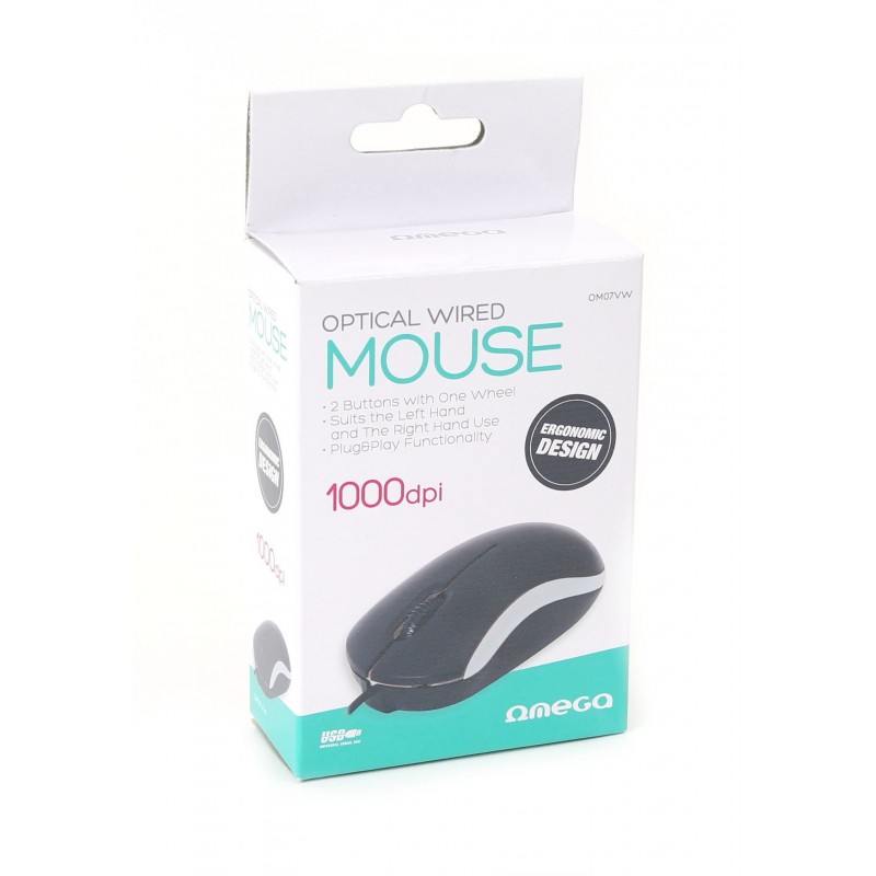 Mouse optic Omega OM07V, 1000 dpi, USB, cablu 1.25m