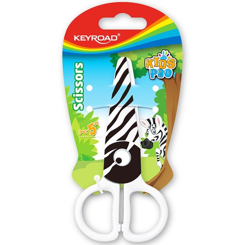 Foarfeca Keyroad Kids Pro KR971404, 13.0cm, plastic, prescolari, zebra, blister