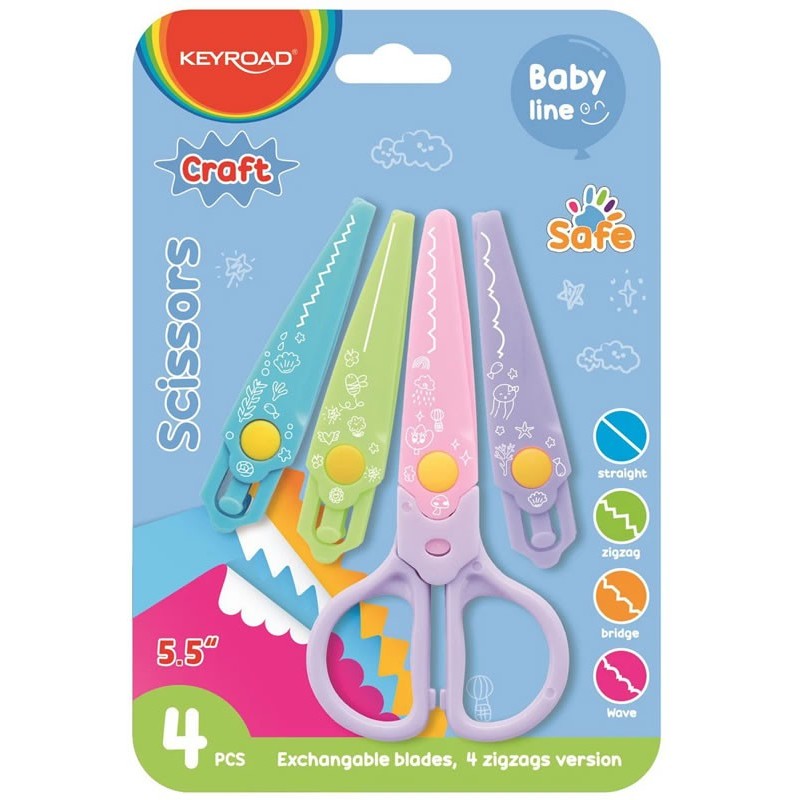 Foarfeca Keyroad Baby Line KR972337, 14.0cm, creativa, cu 4 modele