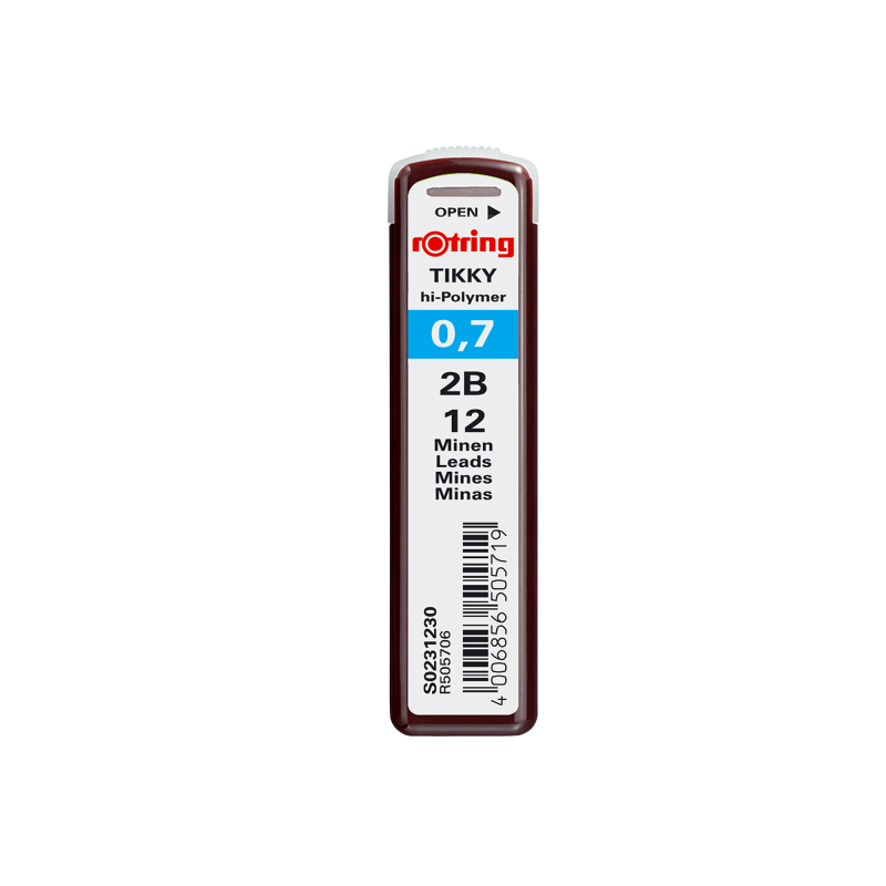 Mine creion mecanic Rotring Tikky, 0.7mm, 2B, set 12 buc