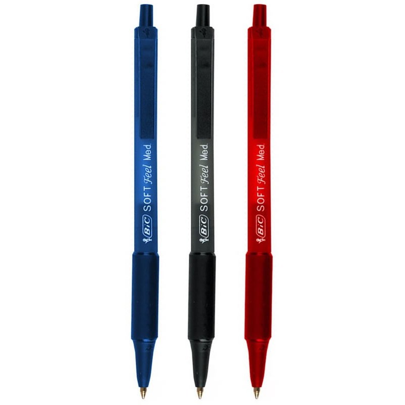Pix cu bila Bic SoftClic, 1.0mm, cu mecanism, corp semitransparent in culoarea scrisului, grip cauciucat