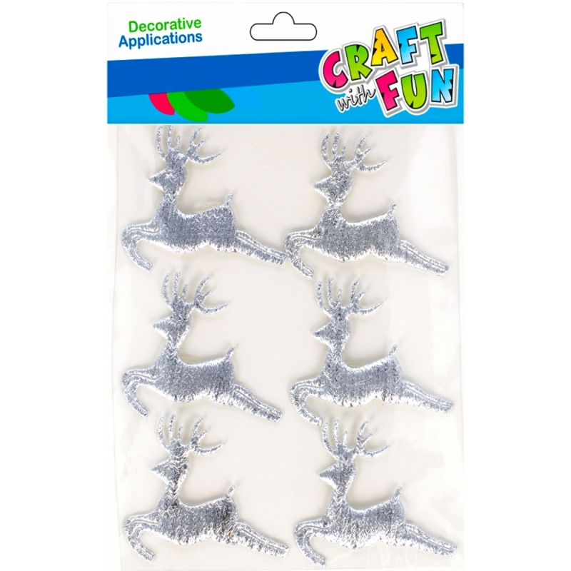 Accesorii creatie - reni, argintiu, decoratiune Craciun, set 6 buc, Craft with Fun, 501454