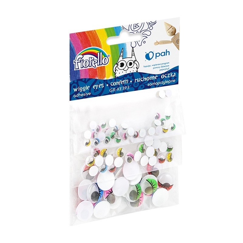 Accesorii creatie - ochi plastic, 30x5mm, 25x8mm, 25x15mm, cu gene, set 80 buc, Fiorello, GR-KE3P3 / 170-2608