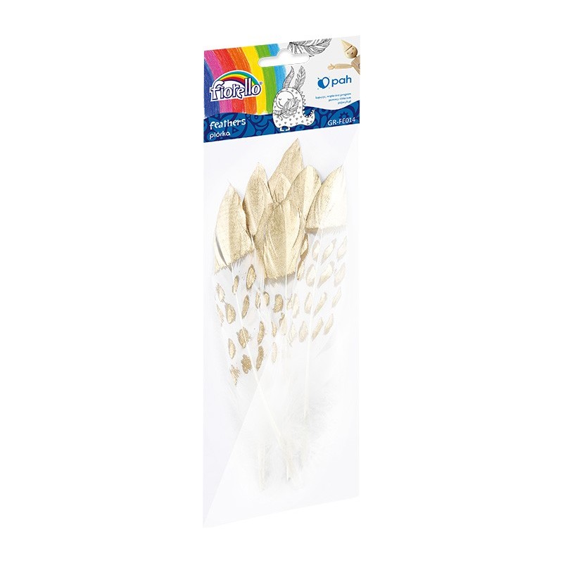 Accesorii creatie - pene, auriu, 13-19cm, set 8 buc, Fiorello, GR-FE014 / 170-2619