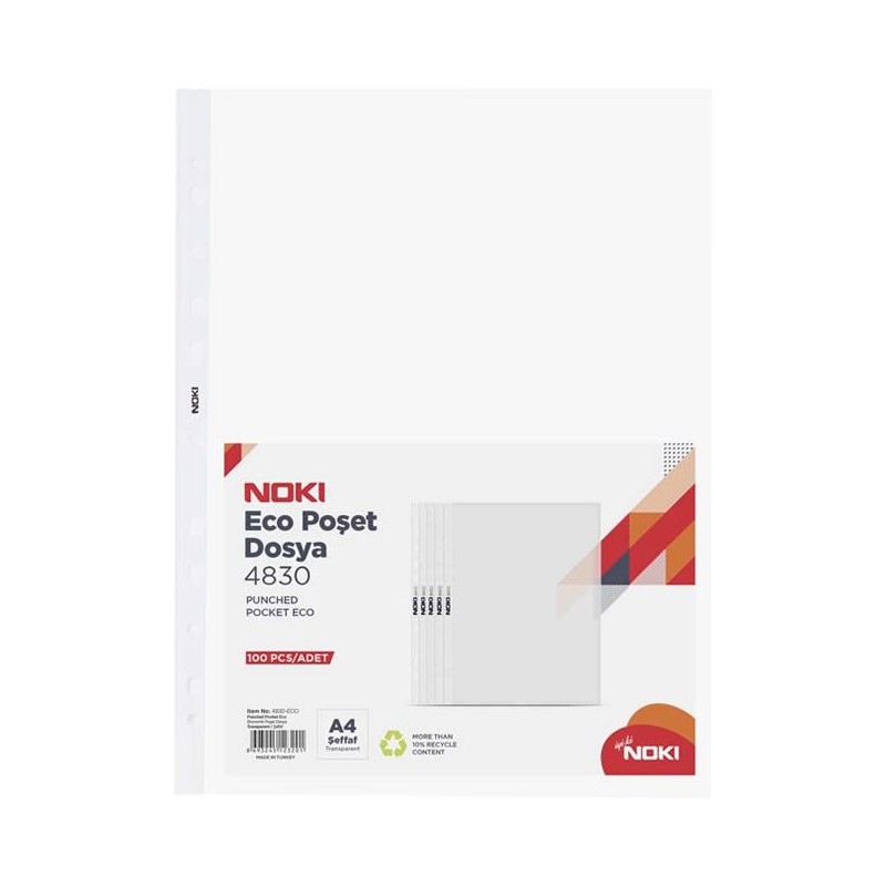 Folie de protectie Noki 4830-ECO, A4, portret, 40 microni, plastic, transparent, set 100 buc