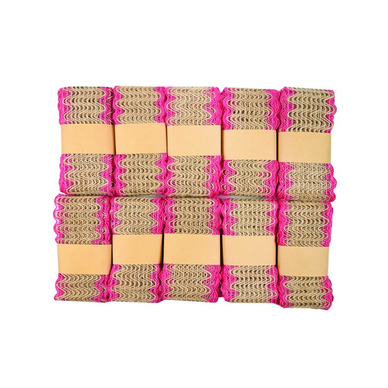 Accesorii creatie - panza iuta, 4cm x 2m, diverse modele, margine color, set 10 buc, Colorarte