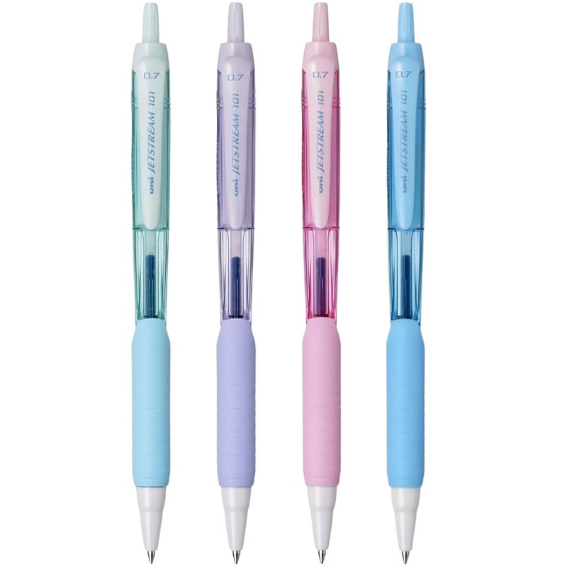 Pix Jetstream Uni-ball SXN-101FL, 0.7mm, cu mecanism, grip cauciucat, scris albastru