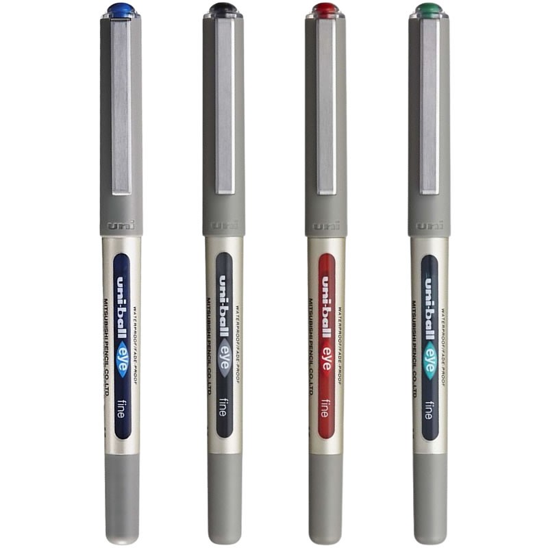 Roller Uni-ball Eye UB-157, 0.7mm, corp gri-auriu, detalii in culoarea scrisului