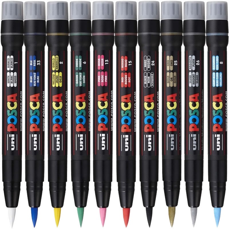 Marker UNI Posca Brush PCF-350, varf pensula, 1.0-10.0mm
