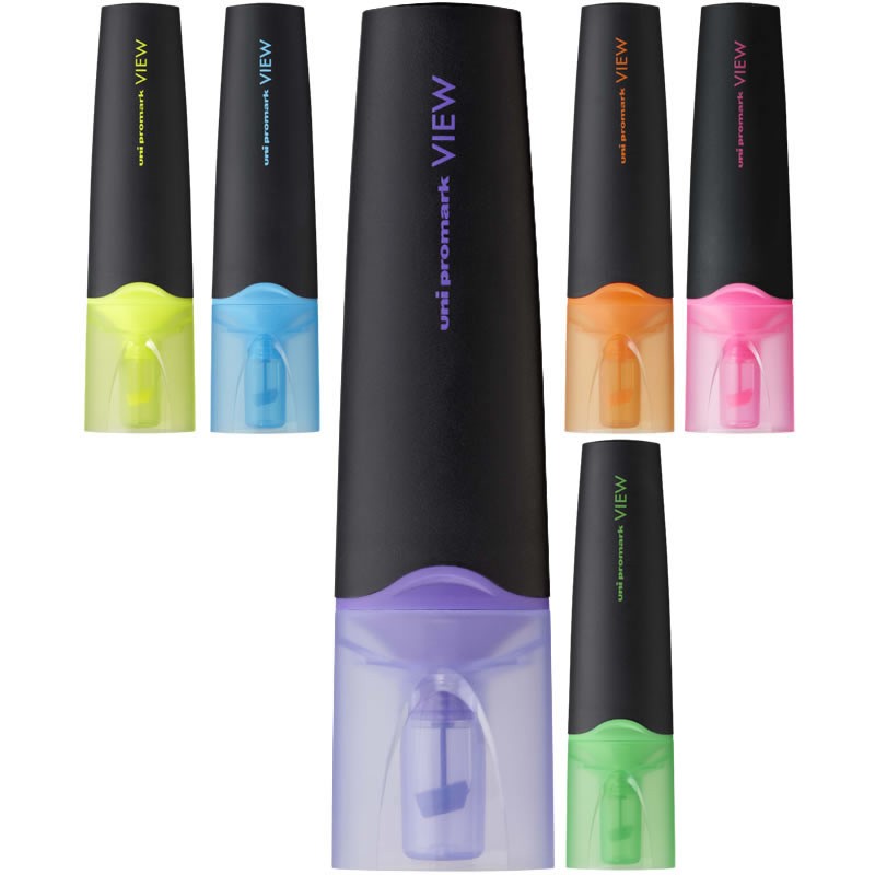 Textmarker UNI Promark View USP-200, varf tesit rotativ transparent, 1-5.2mm, diverse culori fluorescente