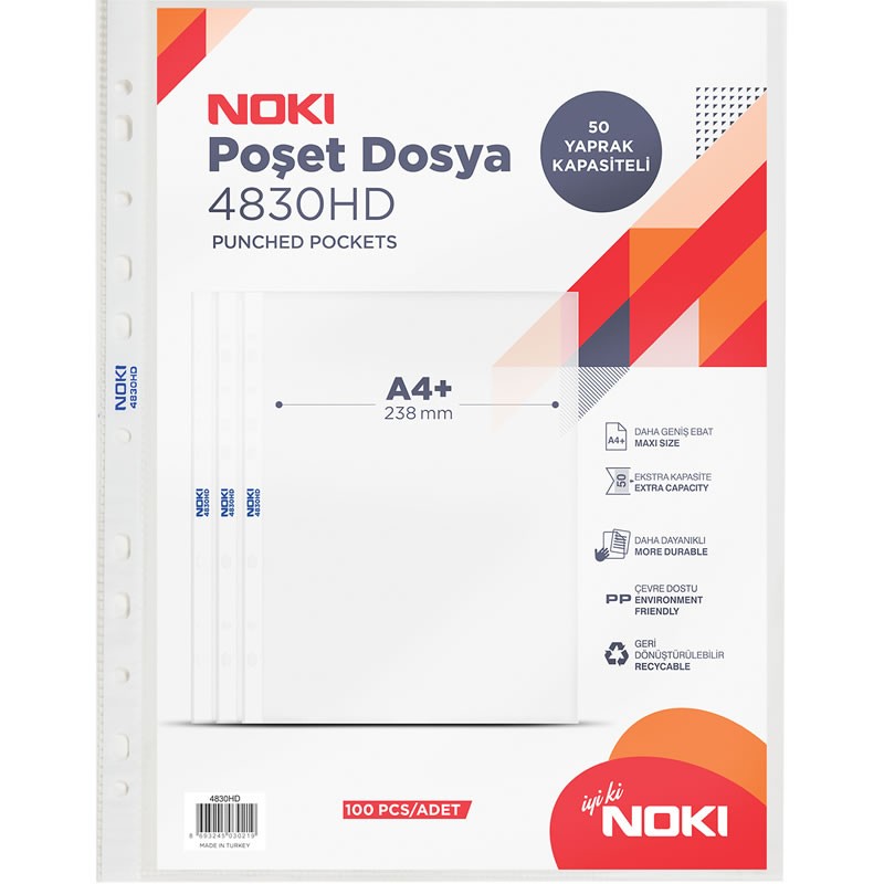 Folie de protectie Noki 4830HD, A4, portret, 55 microni, plastic, cristal, set 100 buc