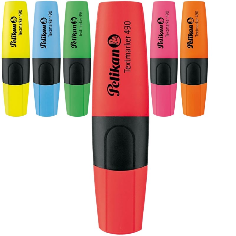 Textmarker Pelikan 490, varf tesit din fetru, 1-4mm, culori fluorescente