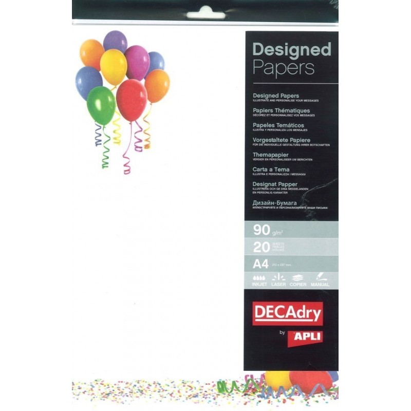 Hartie cu model A4 DECAdry 12455, 90g/mp, model balon, set 20 coli